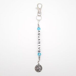 Aquarius Friendly Zodiac Astrology Blue Beaded Keychain Handed Accessory